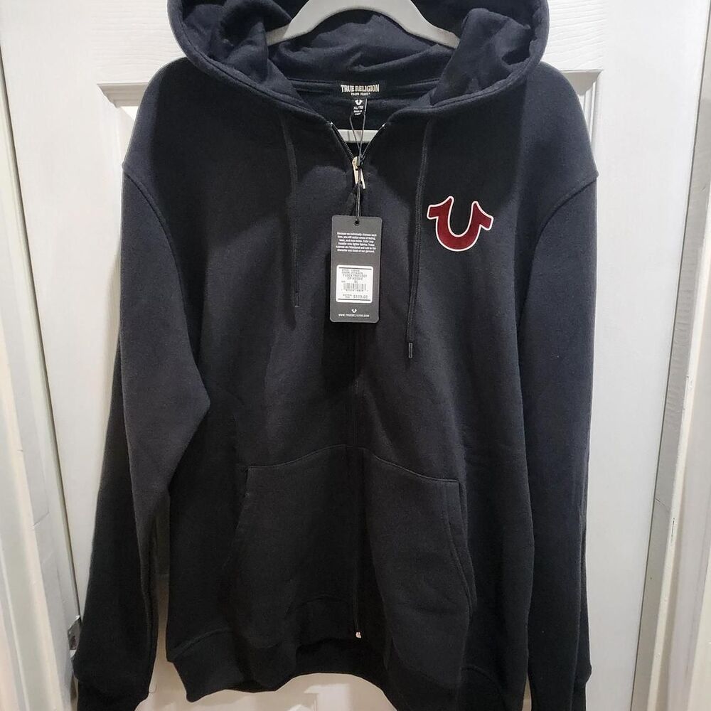 True-religion Men's Black and Navy Hoodie XL